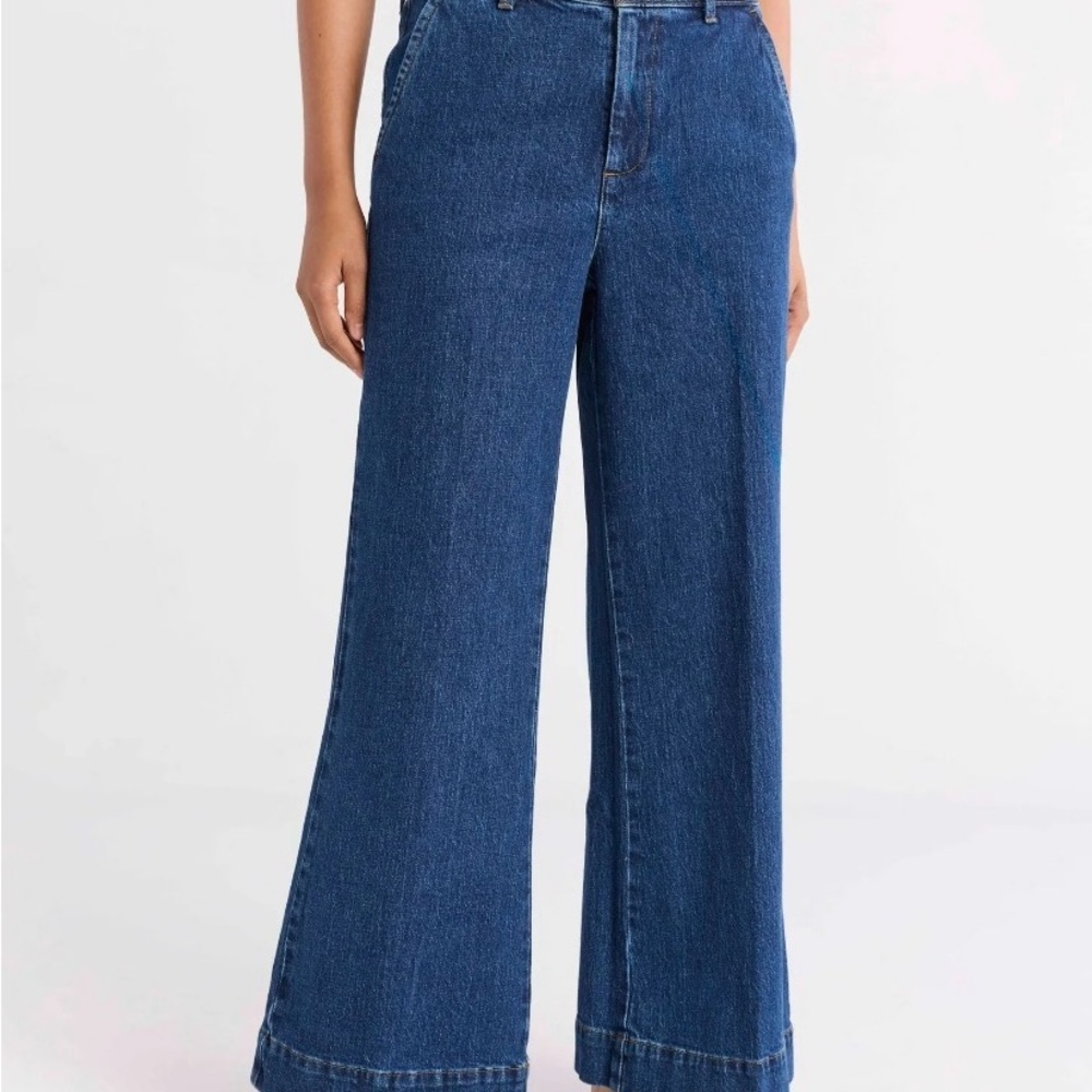 Free Assembly Women’s Wide Leg Trouser Jeans High Rise Blue Size 2